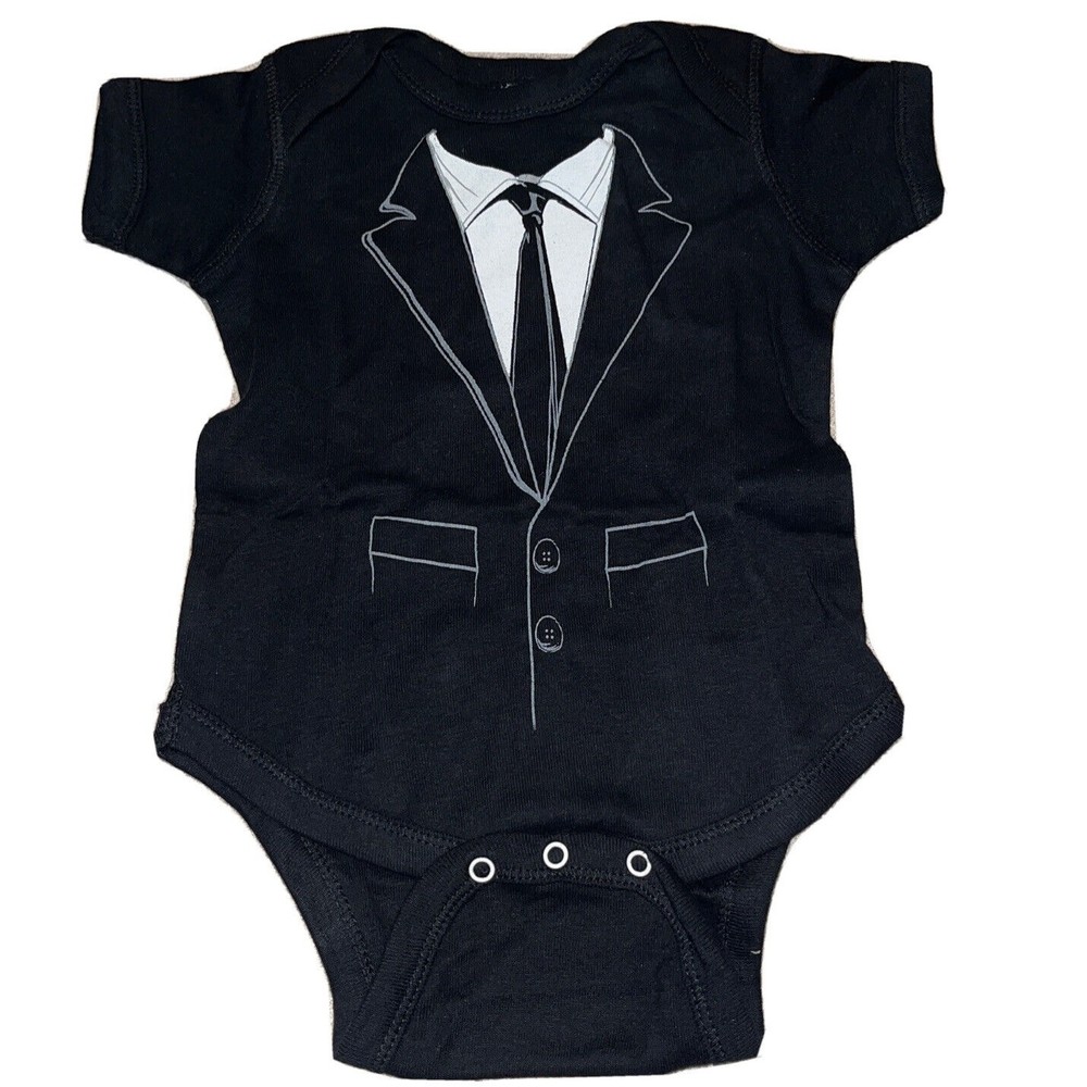 Tuxedo Baby Romper Infant Snap suit Size 6 Months New With Tags